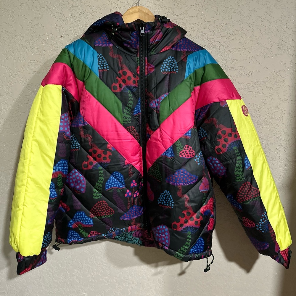 Farm Rio Neon Mushrooms Reversible Puffer Jacket Multi - Picture 4 of 7